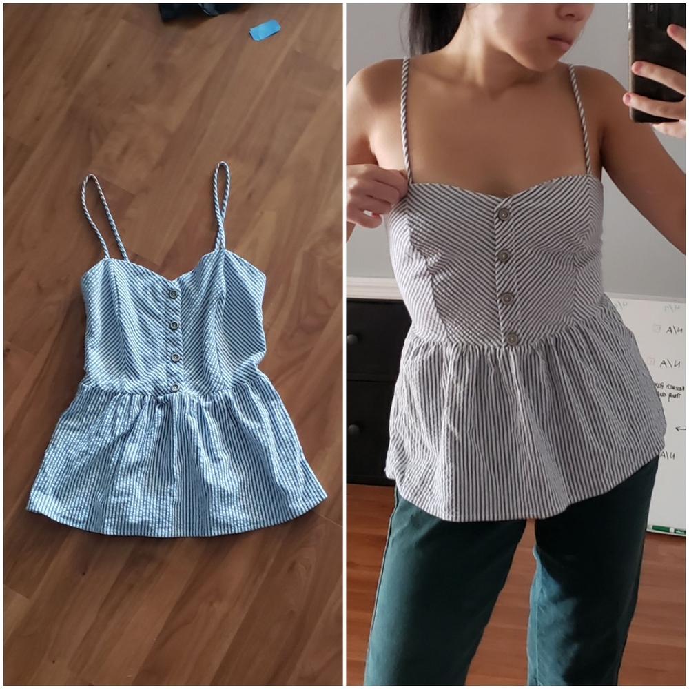 Striped Spaghetti Strap Fit And Flare Bustier Top